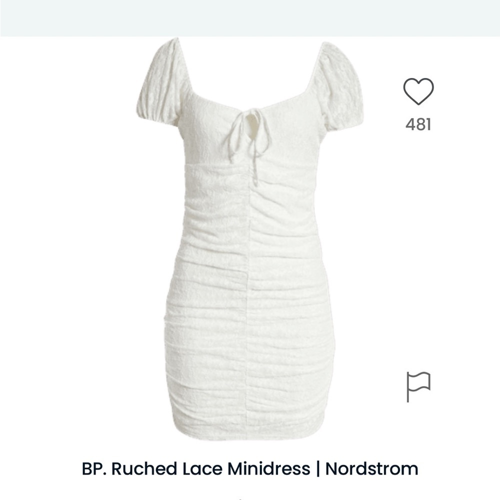 NWT‎ BP white lace middle ruched dress // Medium